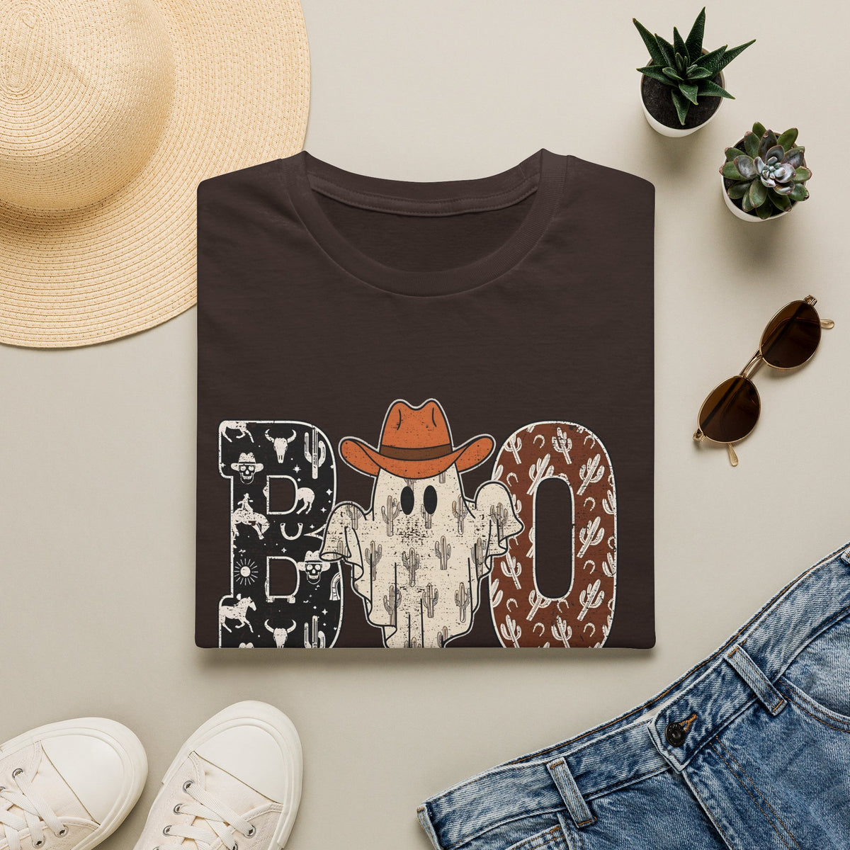 Boo Cowboy T-Shirt — Western Ghost Halloween Tee