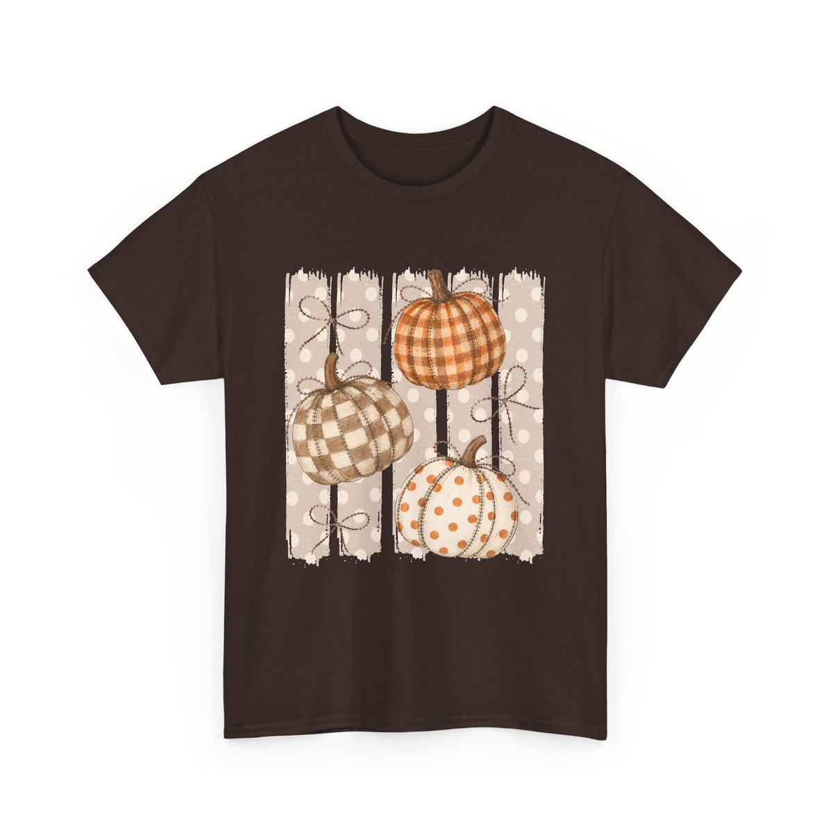 Autumn Gingham Pumpkins Tee — Cozy Fall Pumpkin Shirt