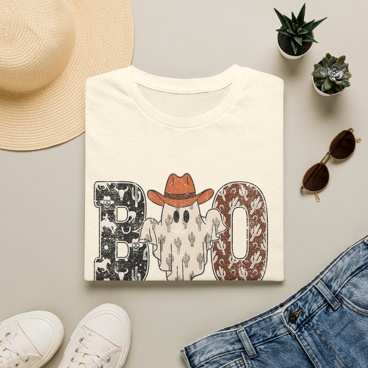 Boo Cowboy T-Shirt — Western Ghost Halloween Tee