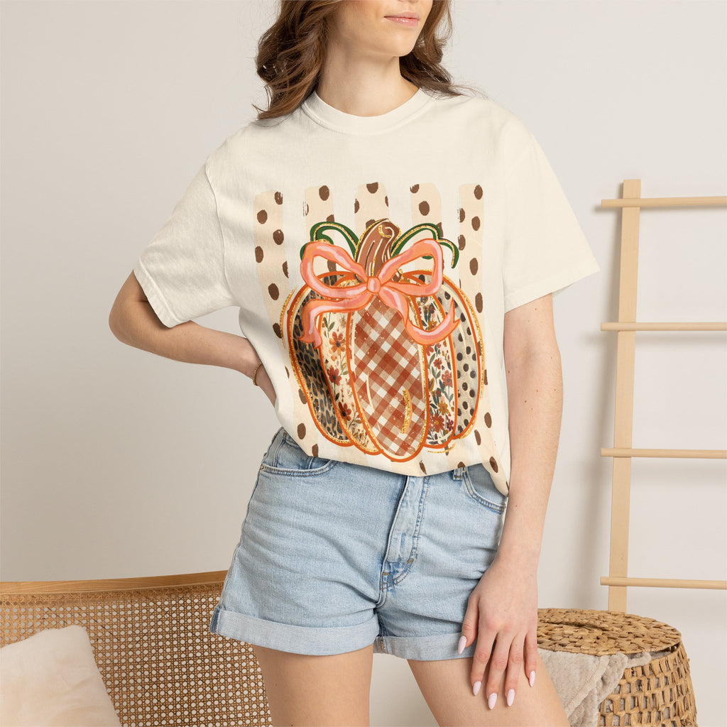 Patterned Patchwork Pumpkin T‑lShirt